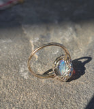 18ct + silver top two-tone Edwardian opal and diamond ring