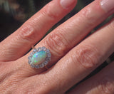 18ct + silver top two-tone Edwardian opal and diamond ring