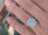 18ct + silver top two-tone Edwardian opal and diamond ring