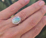 18ct + silver top two-tone Edwardian opal and diamond ring