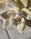 platinum cabochon cat's eye chrysoberyl solitaire estate ring