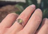 platinum cabochon cat's eye chrysoberyl solitaire estate ring