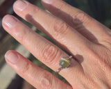 platinum cabochon cat's eye chrysoberyl solitaire estate ring