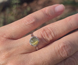 platinum cabochon cat's eye chrysoberyl solitaire estate ring