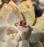 14k white gold asscher cut citrine and diamond estate ring