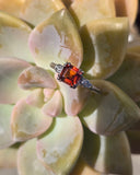 14k white gold asscher cut citrine and diamond estate ring