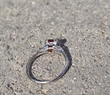 14k white gold asscher cut citrine and diamond estate ring