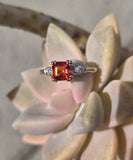 14k white gold asscher cut citrine and diamond estate ring