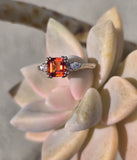 14k white gold asscher cut citrine and diamond estate ring