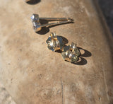 platinum and 14k gold bezel set European cut diamond studs earrings - .21ct tw