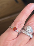 14k white gold asscher cut citrine and diamond estate ring