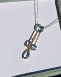 18ct gold aquamarine and pearl Edwardian lavaliere pendant necklace