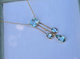 18ct gold aquamarine and pearl Edwardian lavaliere pendant necklace