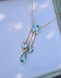 18ct gold aquamarine and pearl Edwardian lavaliere pendant necklace