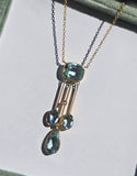 18ct gold aquamarine and pearl Edwardian lavaliere pendant necklace