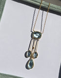 18ct gold aquamarine and pearl Edwardian lavaliere pendant necklace