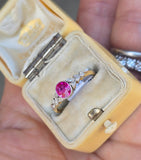 platinum & 18ct gold pink sapphire & rose cut diamond Edwardian ring