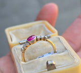 platinum & 18ct gold pink sapphire & rose cut diamond Edwardian ring