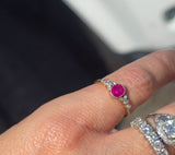 platinum & 18ct gold pink sapphire & rose cut diamond Edwardian ring