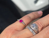 platinum & 18ct gold pink sapphire & rose cut diamond Edwardian ring