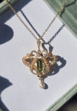 15ct gold late Victorian - Edwardian peridot & pearl brooch pin pendant