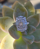 Platinum Art Deco diamond antique glove shield ring