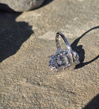 Platinum Art Deco diamond antique glove shield ring