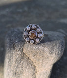platinum cognac brown colored European diamond antique filigree ring