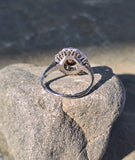 platinum cognac brown colored European diamond antique filigree ring