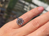platinum cognac brown colored European diamond antique filigree ring