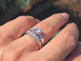 14k white gold diamond vintage mid-century estate bridal set