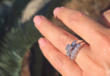 14k white gold diamond vintage mid-century estate bridal set