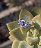 14k white gold diamond vintage mid-century estate bridal set