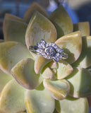 14k white gold diamond vintage mid-century estate bridal set