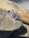 14k white gold diamond vintage mid-century estate bridal set