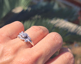 14k white gold diamond vintage mid-century estate bridal set