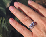 14k white gold diamond vintage mid-century estate bridal set