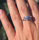 14k white gold diamond vintage mid-century estate bridal set