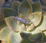 14k white gold 5 diamond estate wedding stackable band