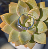 14k white gold 5 diamond estate wedding stackable band