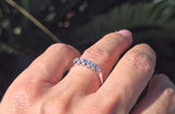 14k white gold 5 diamond estate wedding stackable band