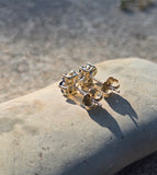 14k gold sapphire and diamond flower estate stud earrings