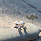 18k white gold diamond & pearl  studs earrings - apx .11t tw