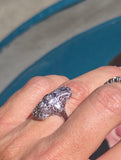 18k white gold diamond estate Art Deco c.30's filigree glove shield ring