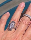 18k white gold diamond estate Art Deco c.30's filigree glove shield ring