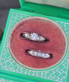14k white gold diamond vintage mid-century estate bridal set