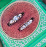 14k white gold diamond vintage mid-century estate bridal set