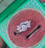 14k white gold diamond vintage mid-century estate bridal set