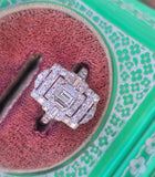 Platinum Art Deco diamond antique glove shield ring