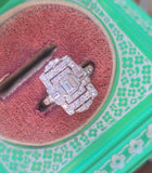 Platinum Art Deco diamond antique glove shield ring